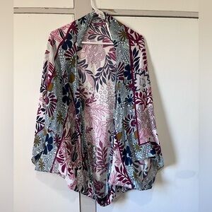 NWT Anthropologie Floral Wrap Shawl Pink Blue